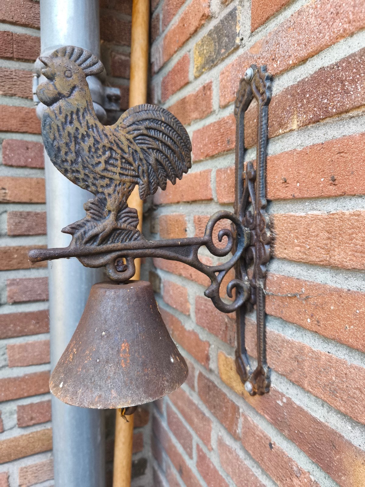 Antieke gietijzeren deurbel met haan - Landelijke stijl, Ophalen of Verzenden, Gebruikt