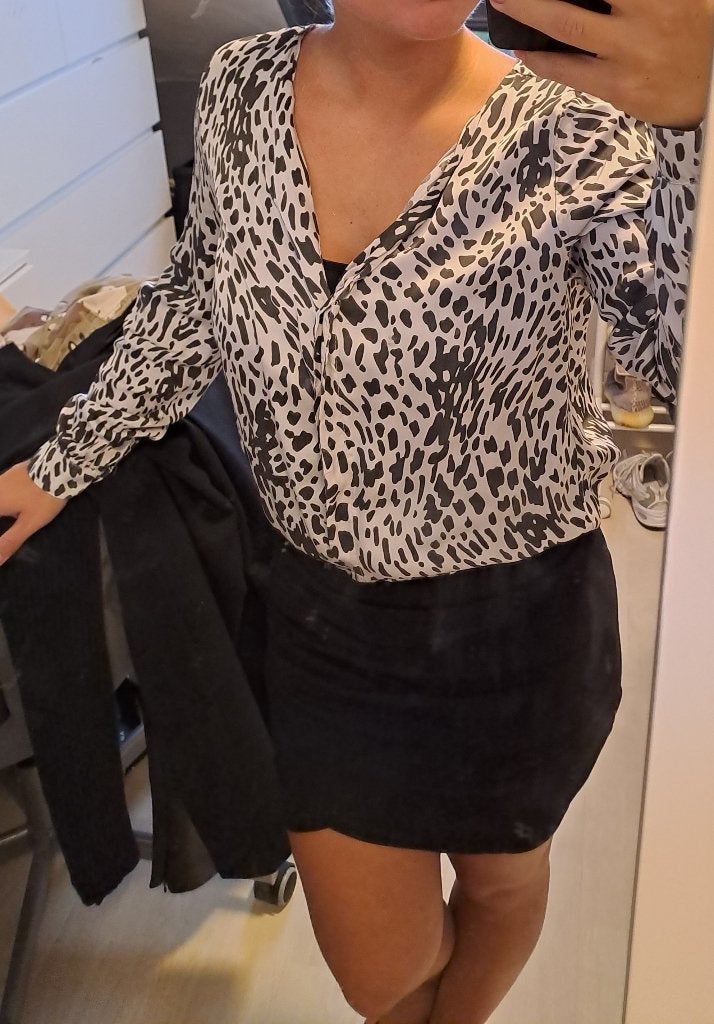 Panterprint blouse., Verzenden, Zwart, Zo goed als nieuw, Typical Jill