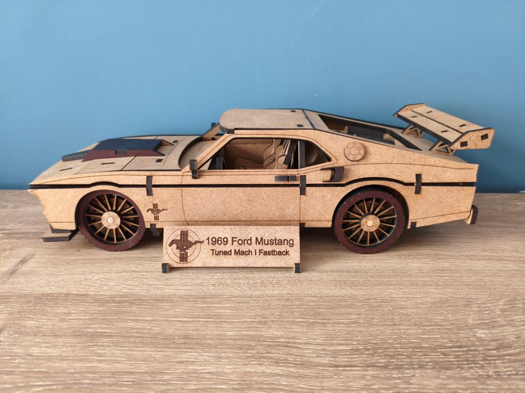 Laser gesneden – 1969 Ford Mustang Mach 1 Fastback (getuned), Overige merken, Auto, Groter dan 1:32, Nieuw