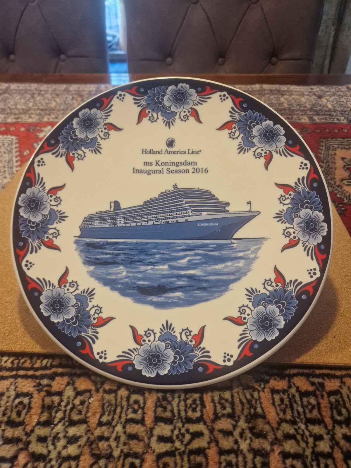 Vintage Souvenirsbord M.S.koningsdam Inaugureel seizoen 2016, Antiek en Kunst, Ophalen of Verzenden
