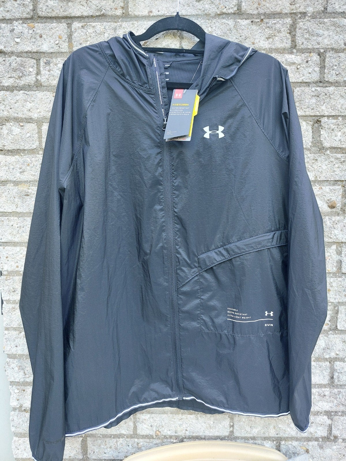 Under Armour qualifier storm packable jacket 'black grey" XL, Ophalen of Verzenden, Nieuw, Maat 56/58 (XL), Zwart