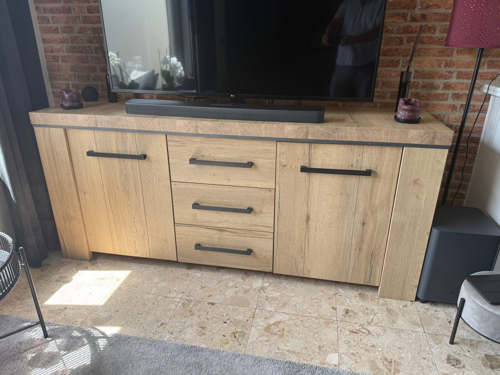 Dressoir Hoorn 90x206x54 - Modern en Ruim, Ophalen, Gebruikt, 200 cm of meer, Met lade(s)