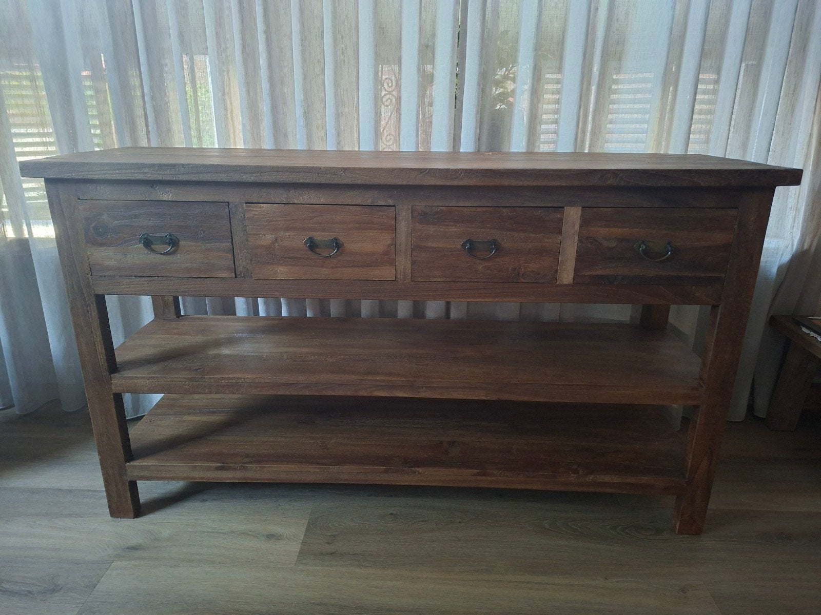 Splinternieuwe sidetable teakhout, Ophalen, 100 tot 150 cm, Teakhout, Nieuw