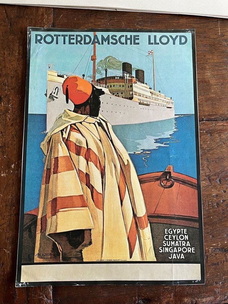 Vintage Rotterdamsche Lloyd Reclameposter, Ophalen of Verzenden, A1 t/m A3, Overige onderwerpen, Rechthoekig Staand