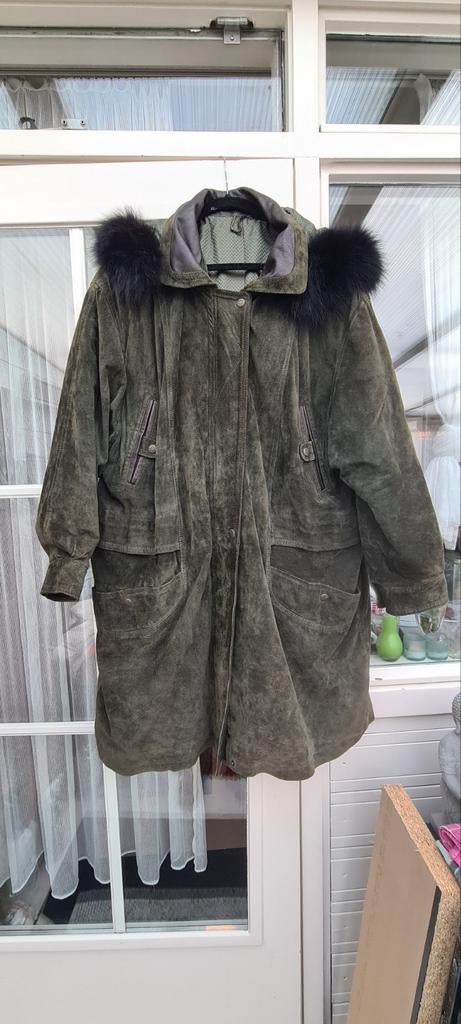 Echte  suedeleren  parka wandeljas 52, Ophalen of Verzenden, Zo goed als nieuw, Maat 46/48 (XL) of groter, Zwart