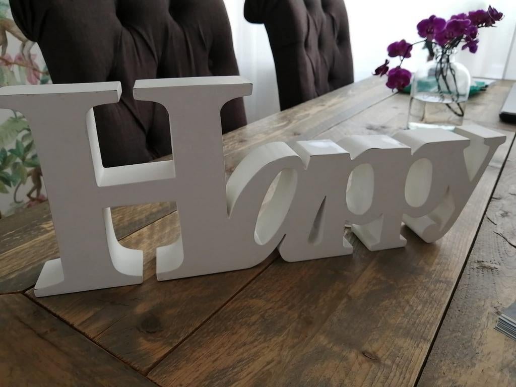 Riverdale woord HAPPY hout wit - Decoratief object, Huis en Inrichting, Ophalen of Verzenden, Zo goed als nieuw