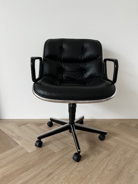 Knoll Studio design bureaustoel echt leer, Ophalen, Gebruikt, Zwart, Bureaustoel