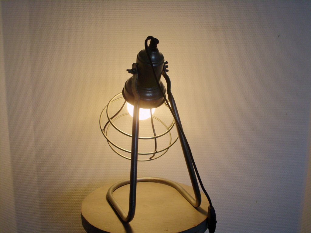 1 gave, retro industriele lamp met E27 LED metaal grijs, Ophalen, Gebruikt, Overige merken, 35 cm