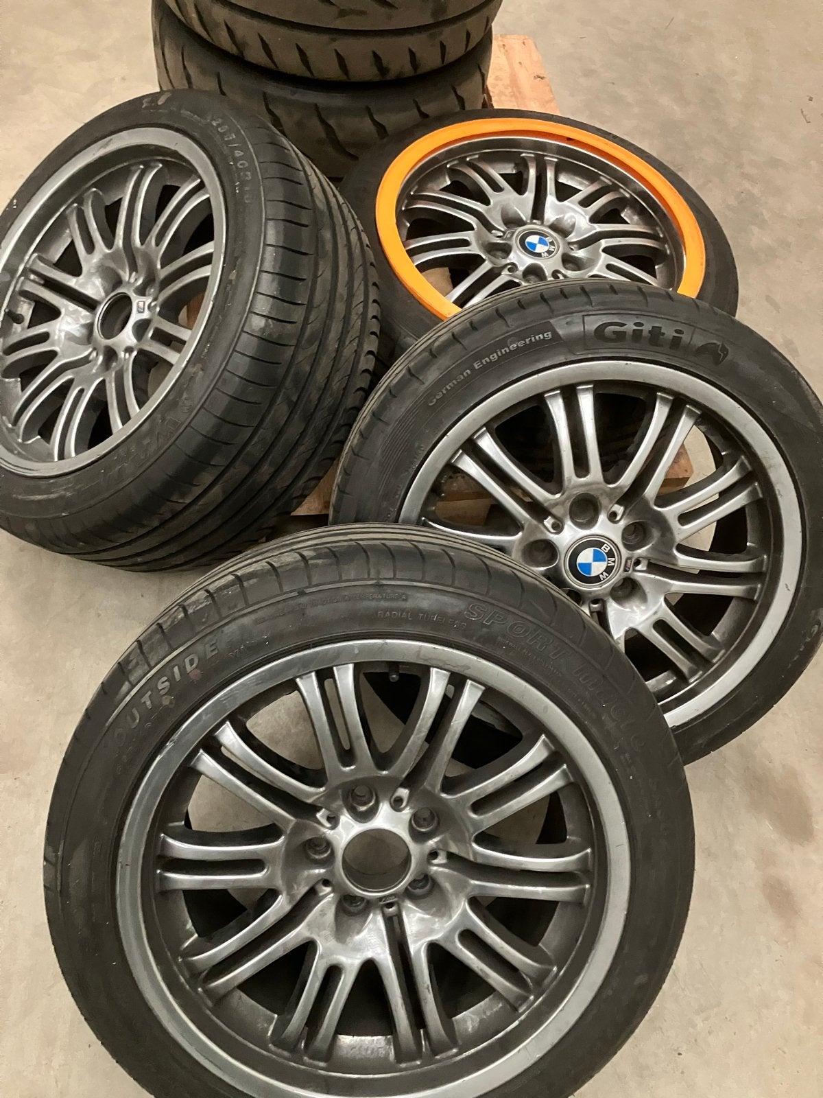 BMW e46 m3 velgen met zomerbanden - 18 inch, Ophalen, 18 inch, Gebruikt, Banden en Velgen