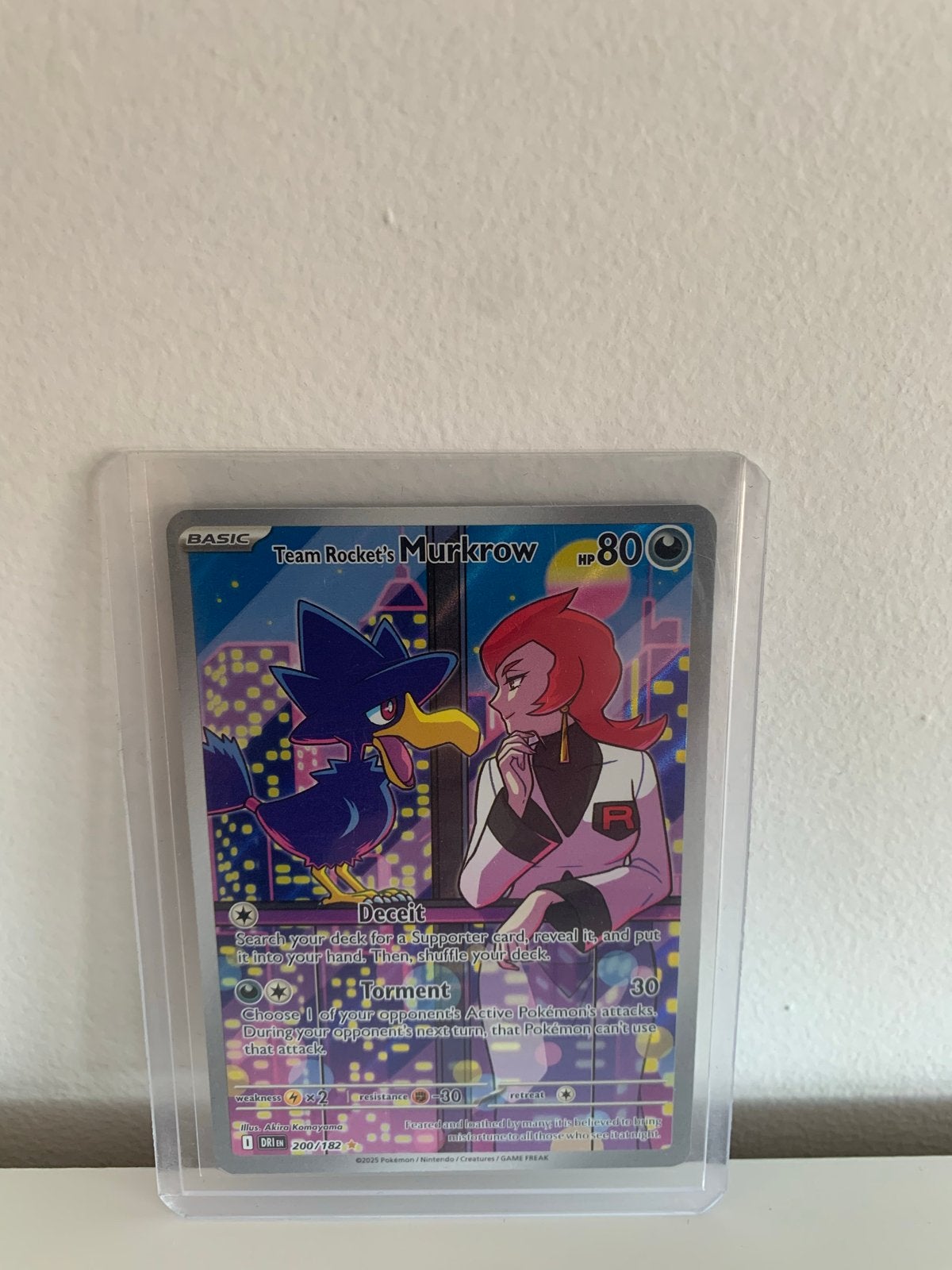 Team Rocket's Murkrow Pokémon Kaart - Full Art, Ophalen of Verzenden, Zo goed als nieuw, Losse kaart