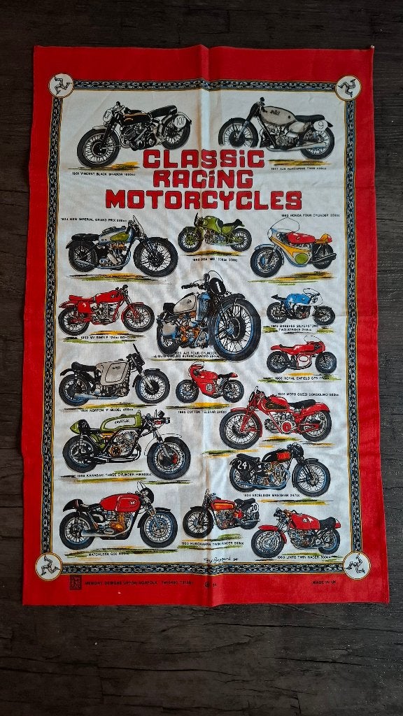 Theedoek/handdoek Classic Racing Motorcycles, Motoren, Ophalen of Verzenden