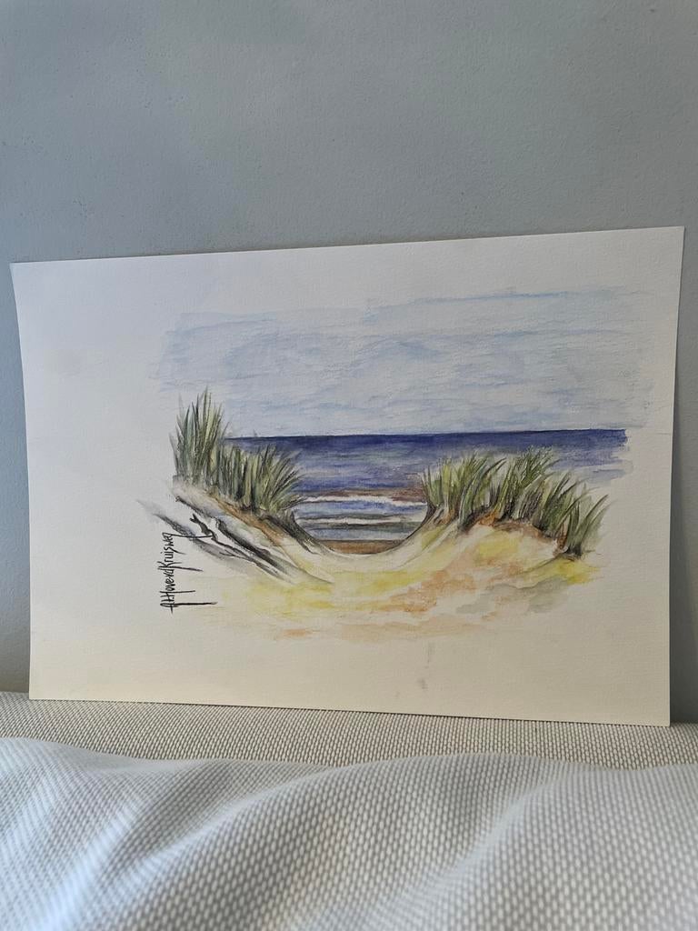 Aquarel tekening duinen A4, Ophalen of Verzenden