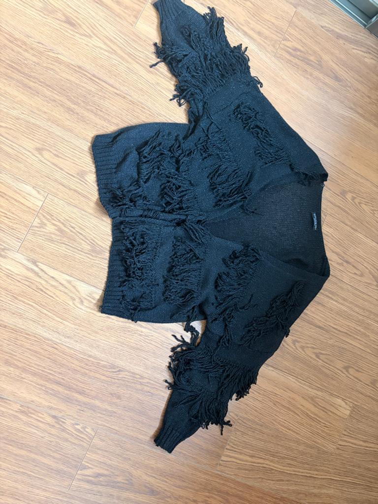 Mooi zwart vest met franjes - Maat L, Ophalen of Verzenden, Zo goed als nieuw, Maat 42/44 (L), Zwart