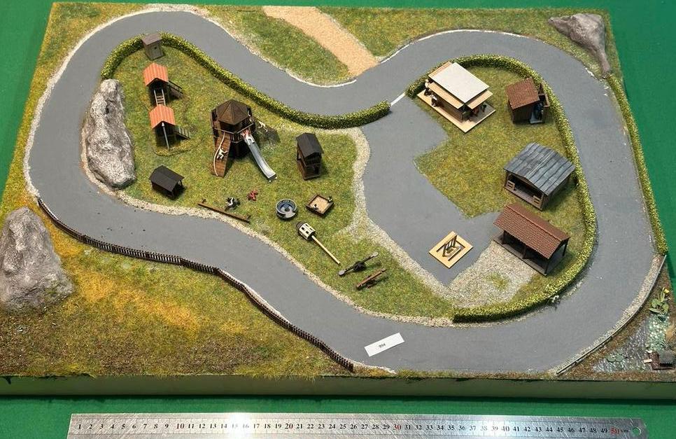 994- Faller Car System Baan met Speeltoestellen en Diorama, Overige merken, Gebruikt, Gelijkstroom of Wisselstroom, Overige typen