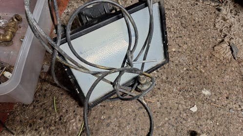 Gebruikte bouwlamp met kabel, Ophalen of Verzenden, Gebruikt, 200 tot 500 watt, Lamp met armatuur