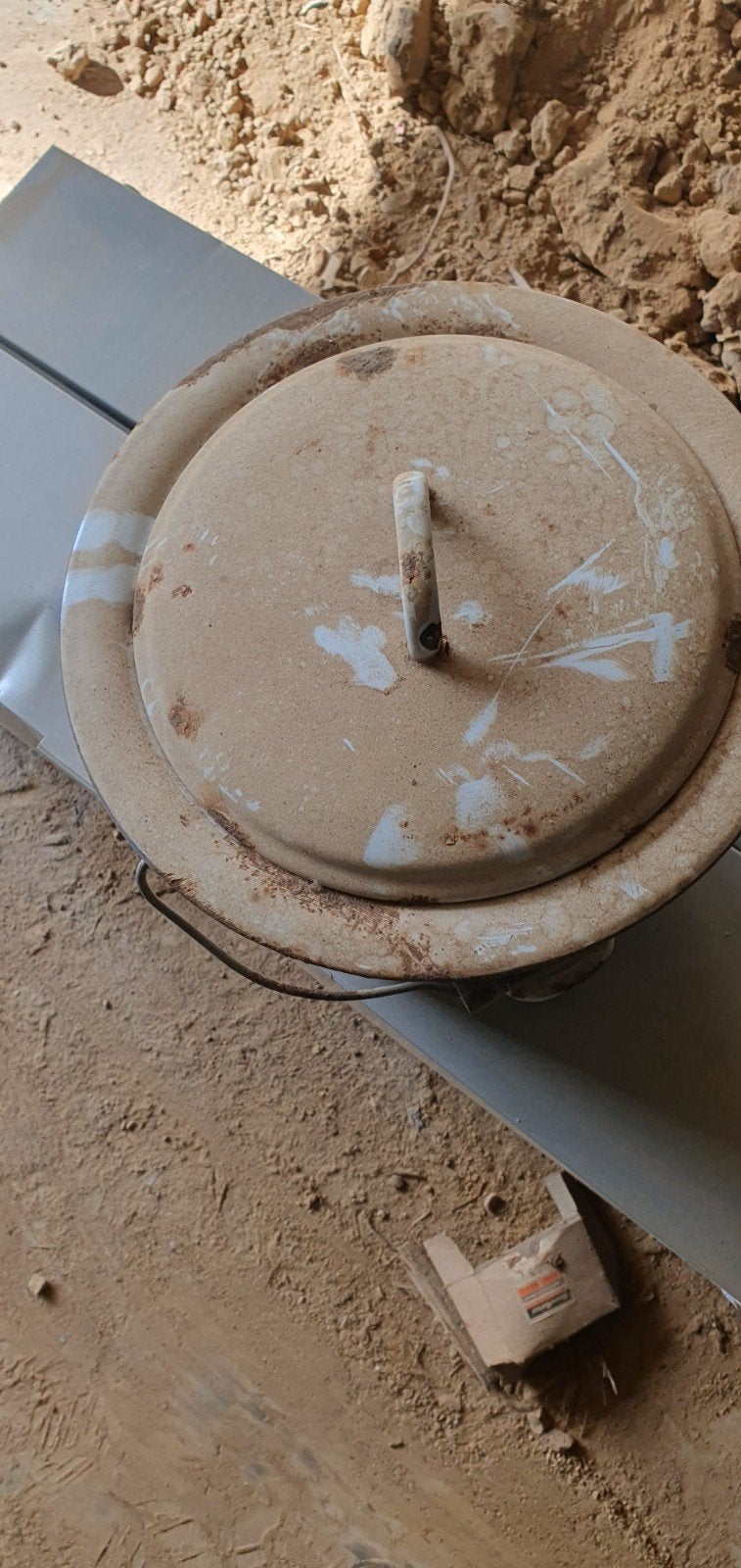 Vintage geëmailleerde pot met deksel, Antiek en Kunst, Ophalen of Verzenden