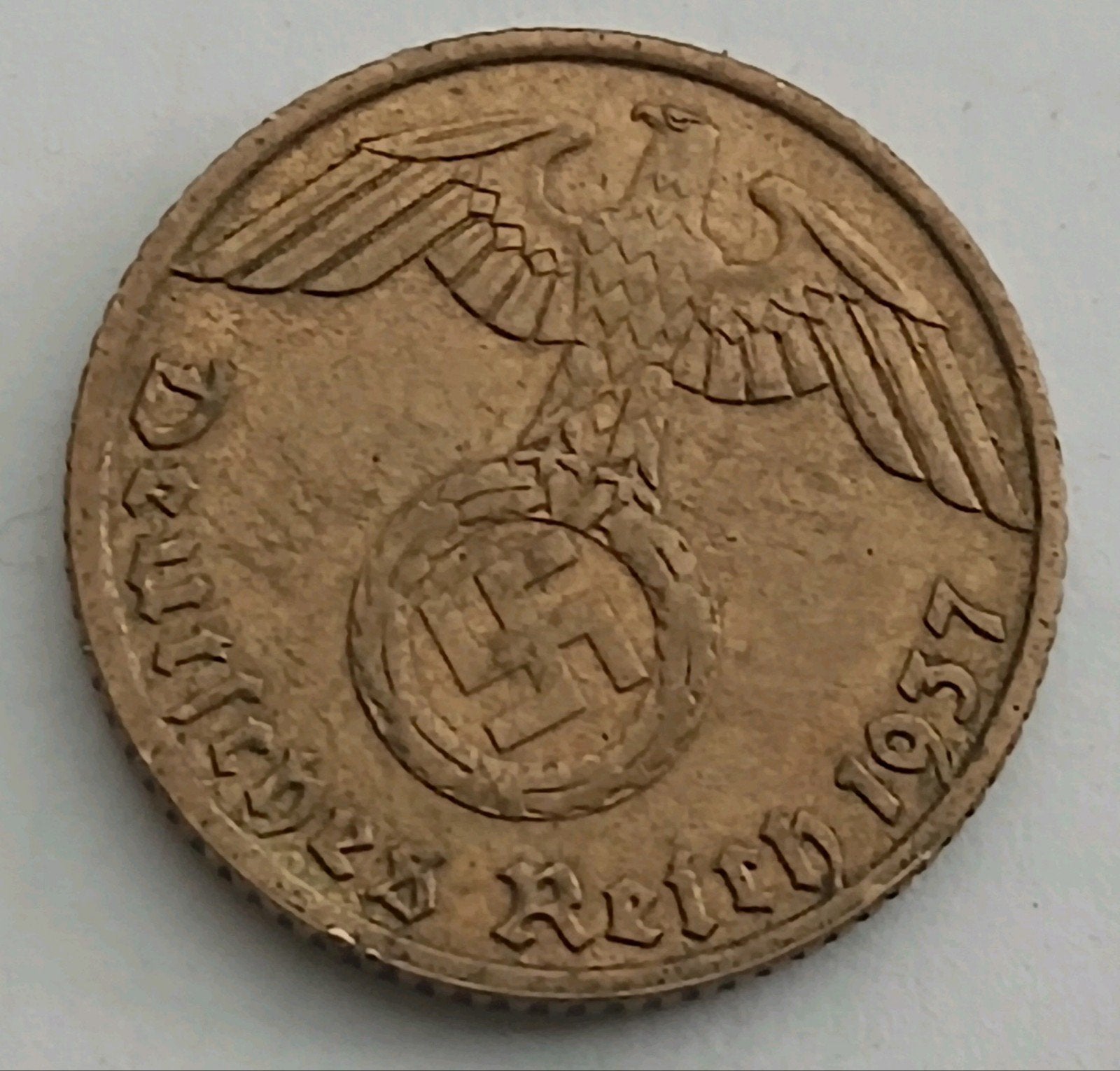Nazi Duitsland 5 Reichspfennig 1937F Oude Munt WO2 Swastika, Ophalen of Verzenden, Duitsland