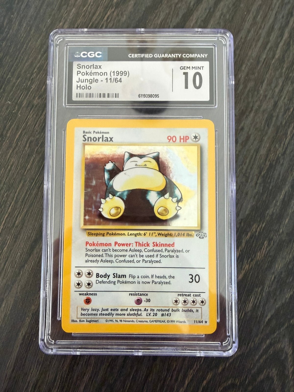 Snorlax Jungle Holo #1 CGC 10, Ophalen of Verzenden, Zo goed als nieuw