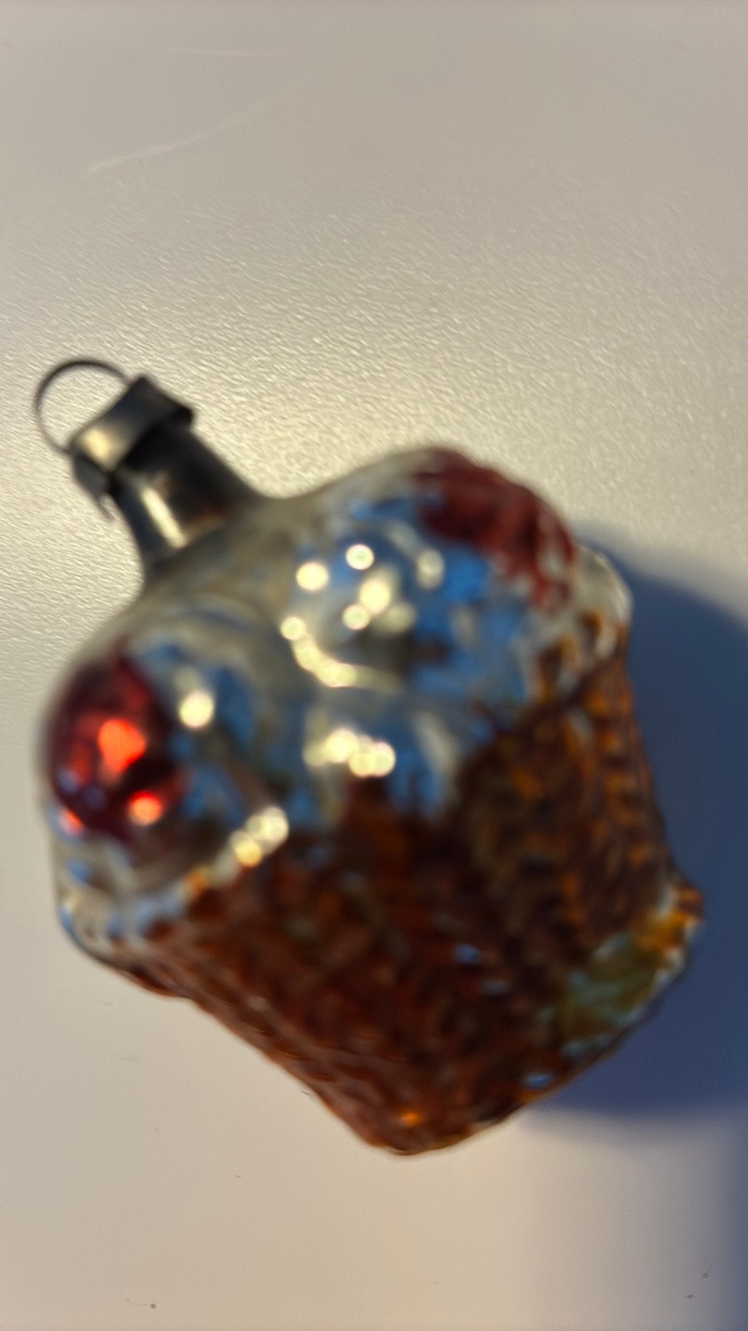 Vintage antieke kerstbal, fruitmand feathertree, Ophalen of Verzenden, Zo goed als nieuw