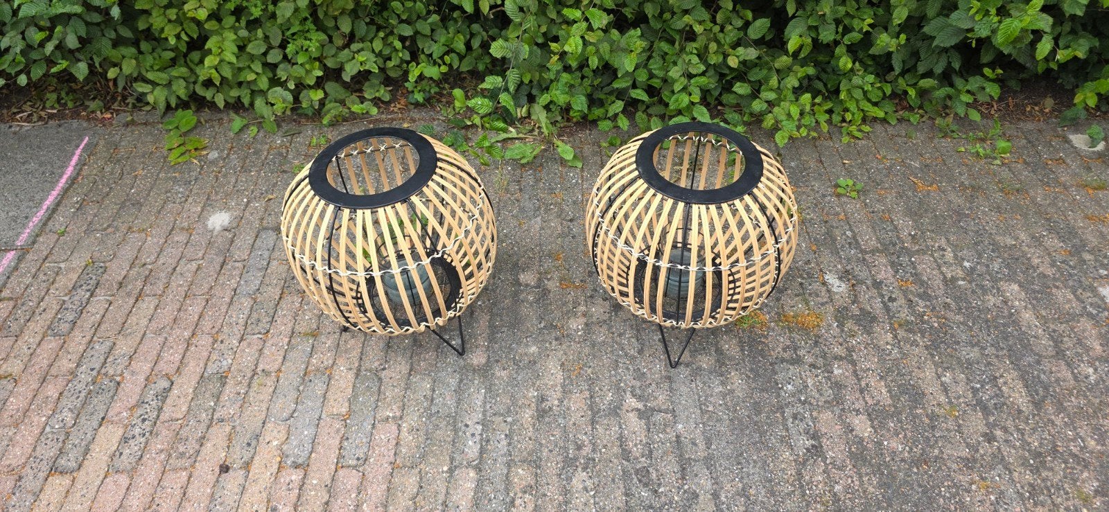 Set van 2 bamboe lantaarns - sfeervolle verlichting, Bohemian, Overige merken, Natuurlijk materiaal, Meerkleurig