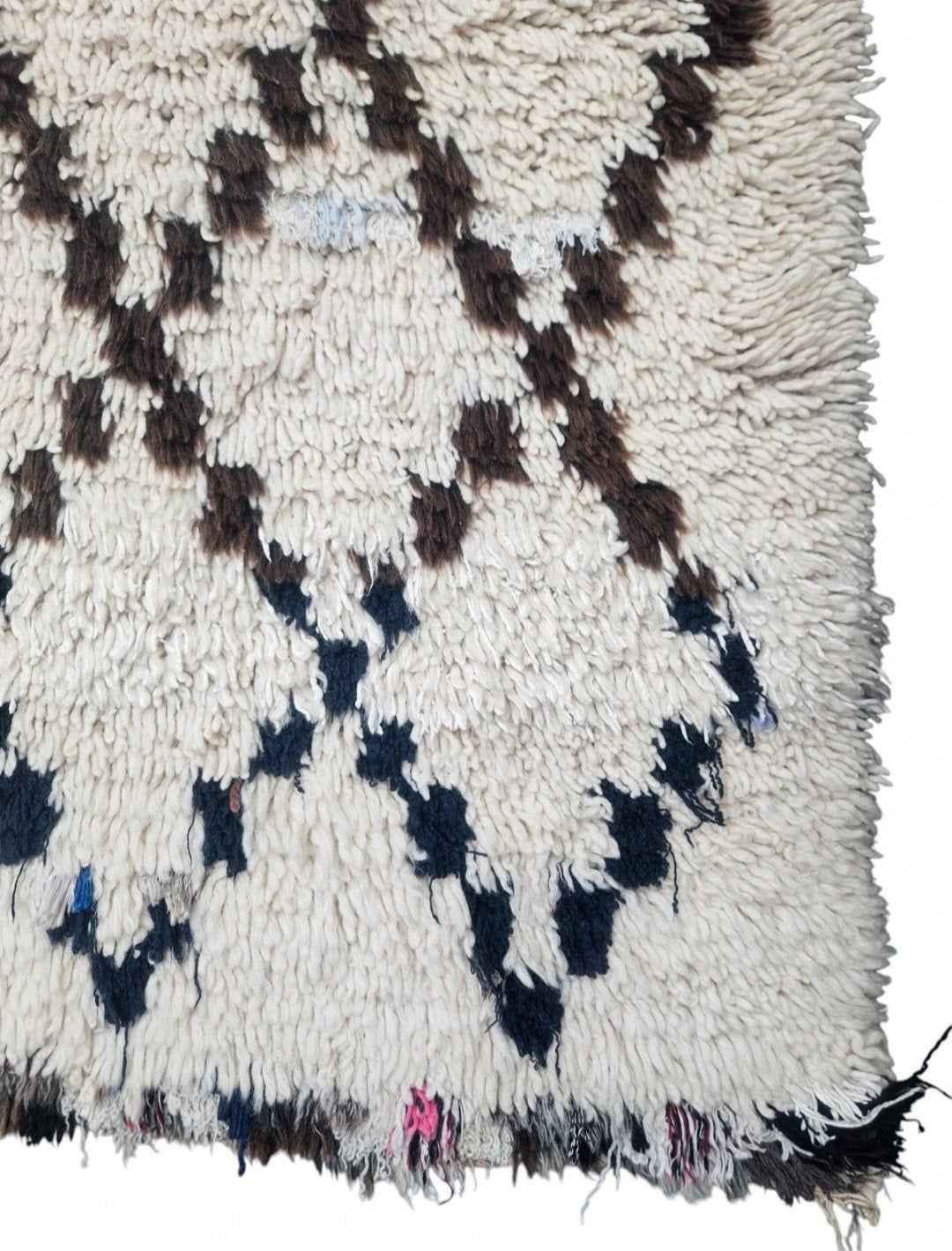 Vintage Handgeknoopt wol Beni Ouarain Marokko 99x177cm, Gebruikt, Beni Ouarain, Marokkaans, Bohemien, Vintage, Www.hypepopup.nl