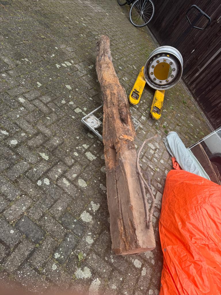 2x eikenhout gebint, Doe-het-zelf en Verbouw, Hout en Planken, Ophalen, Eiken, Plank, 50 mm of meer