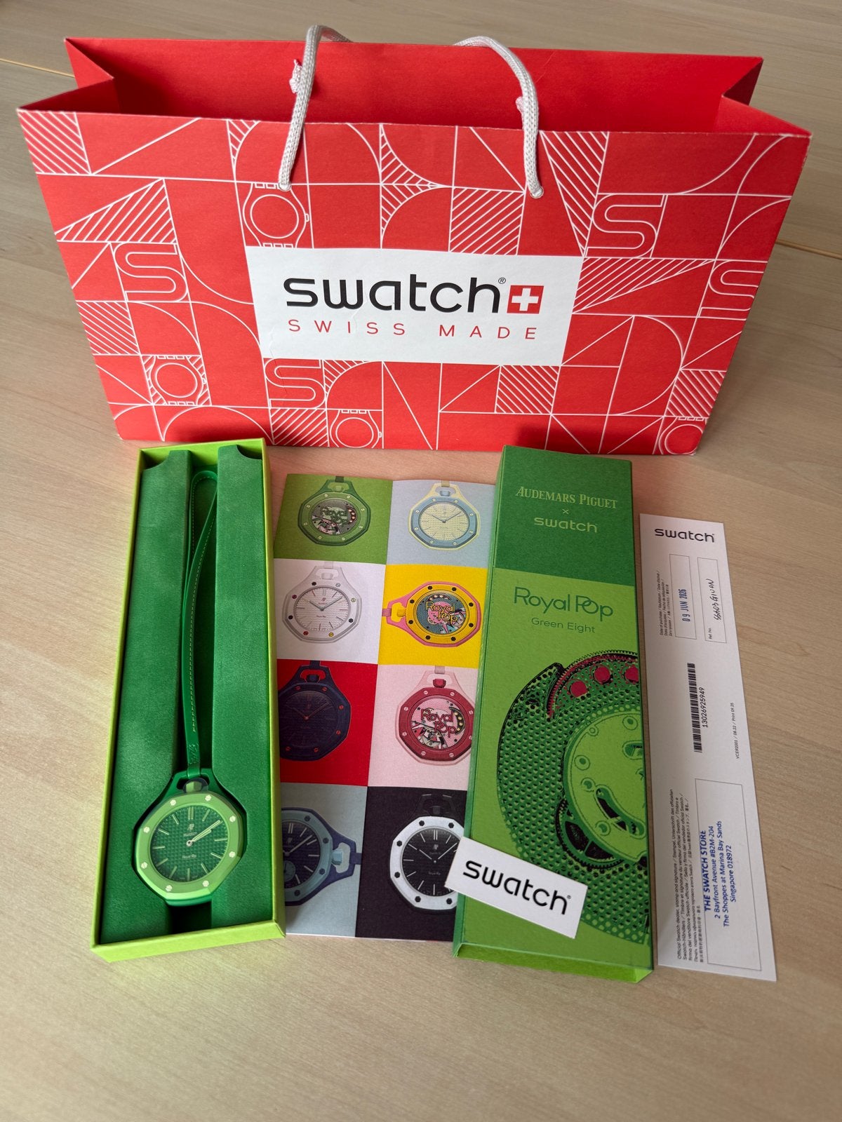 Swatch x Audemars Piguet Royal Pop Green Eight Zakhorloge, Sieraden, Tassen en Uiterlijk, Swatch, Nieuw, Kunststof, Ophalen of Verzenden