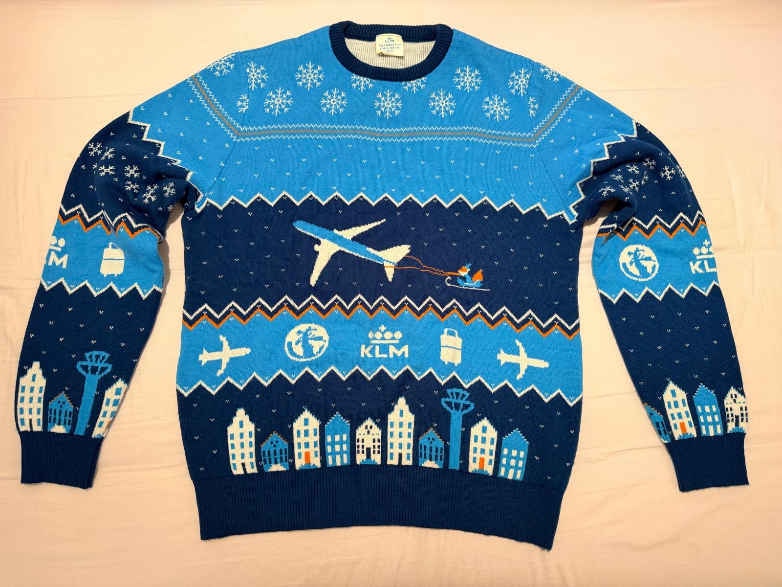Collectors item - KLM kersttrui in maat L (ZGAN!), Ophalen, Zo goed als nieuw, Maat 52/54 (L), Blauw