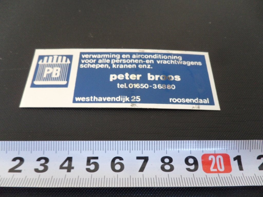 sticker Roosendaal PETER BROOS Westhavendijk 25 KZ093, Ophalen, Zo goed als nieuw