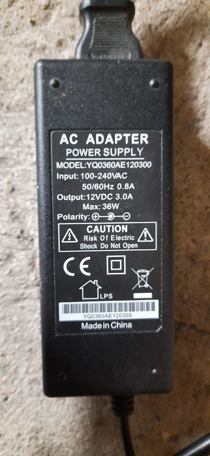 AC Adapter Voeding YQ0360AE120300 12VDC 3.0A Max 36W, Ophalen of Verzenden
