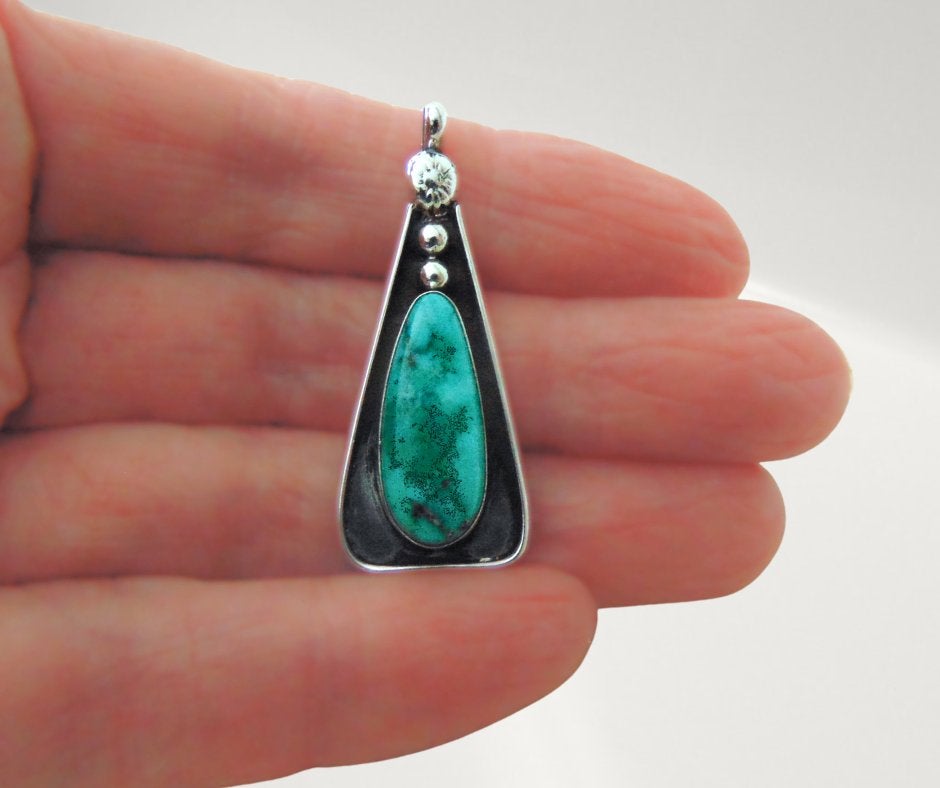 Unieke zilveren NAVAJO turquoise hanger gesigneerd!, Zo goed als nieuw, X, Met edelsteen, Zilver