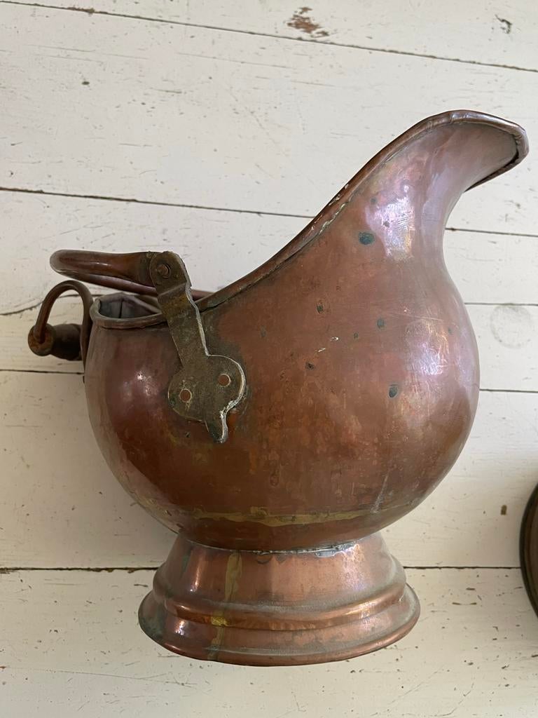 Antieke Koperen Kolenemmer met Daalderop Keurmerk, Ophalen, Koper