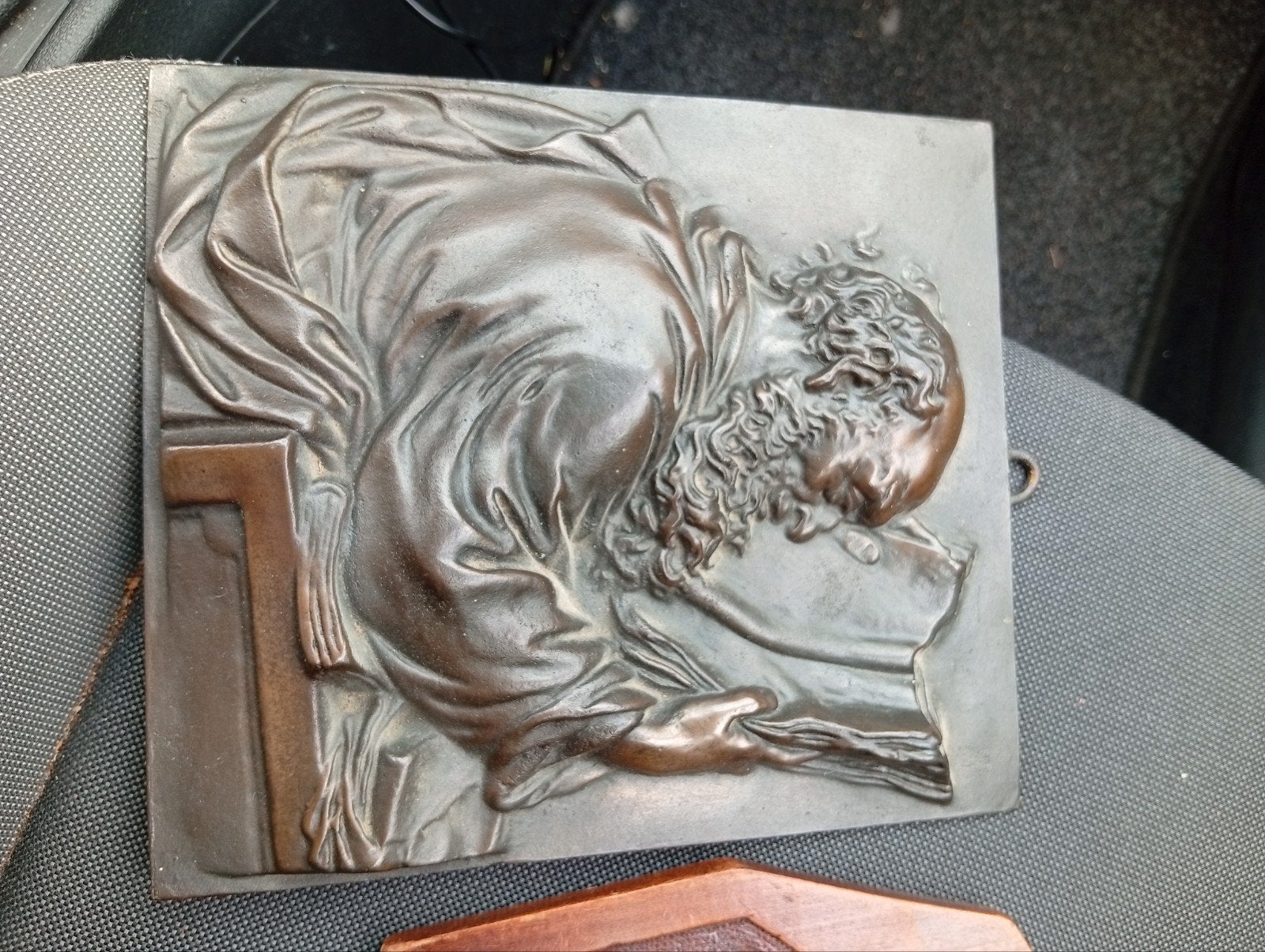 Vintage bronzen reliëf antiek, Ophalen of Verzenden