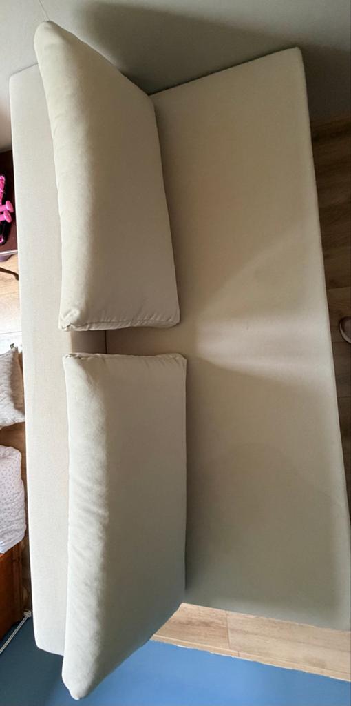 Bedbank Wehkamp - Crème/Taupe met kussens, Ophalen, Gebruikt, 190 cm of minder, Crème
