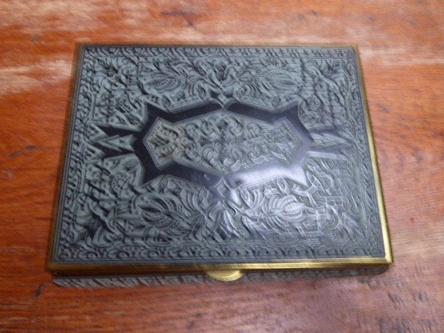 Vintage koperen doosje met mooie decoratie, Antiek en Kunst, Ophalen of Verzenden