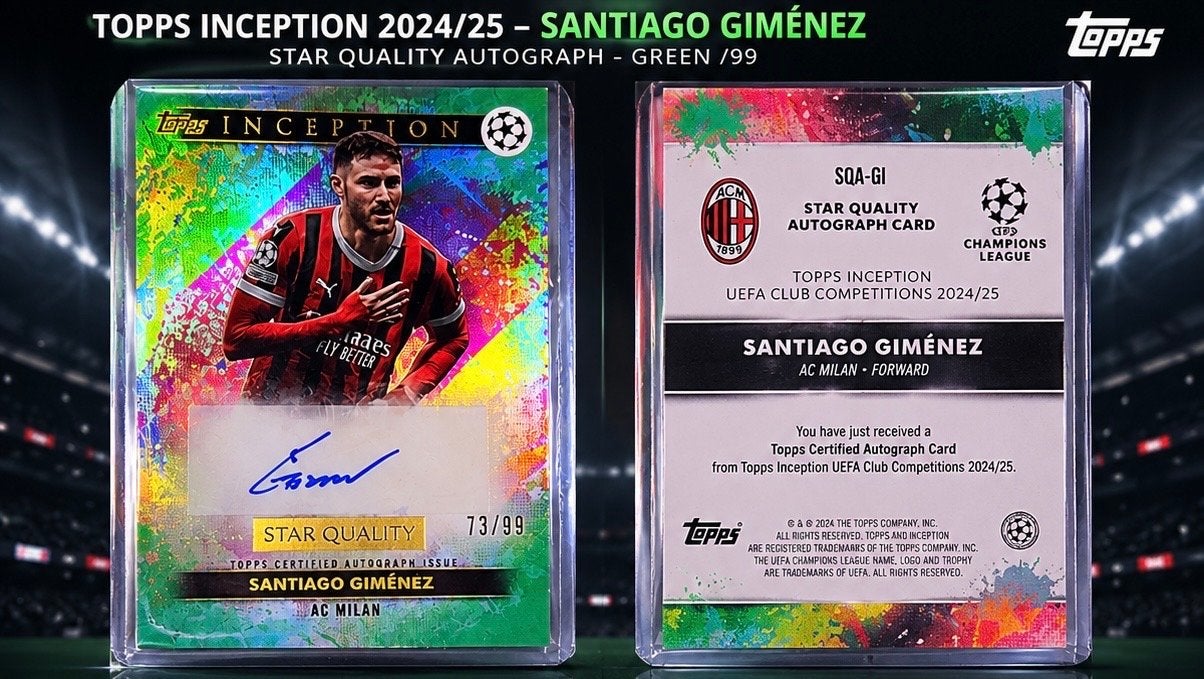 Topps Inception 2024/25 Santiago Giménez Autograaf Kaart, Ophalen, Nieuw, Buitenlandse clubs, Spelerskaart