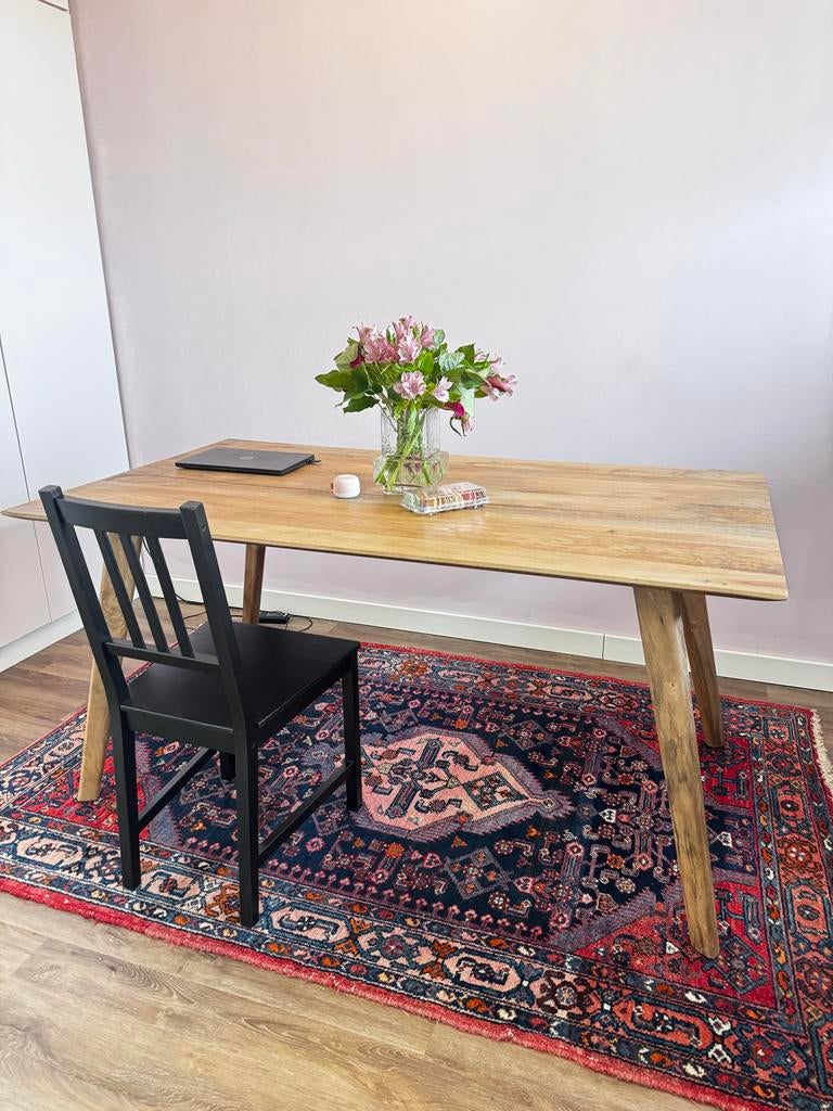 New Oslo mangohouten eettafel 160x90, Huis en Inrichting, Tafels | Eettafels, Ophalen, 50 tot 100 cm, Zo goed als nieuw, 150 tot 200 cm