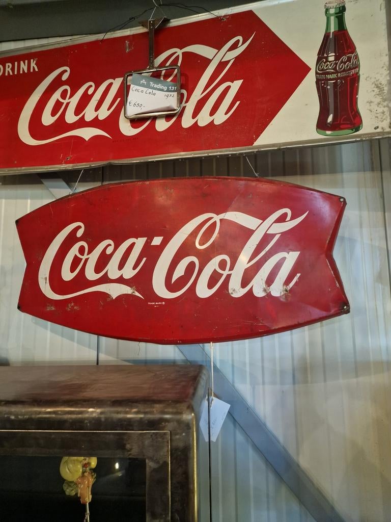 Coca-Cola visstaardbord 1963, Ophalen, Gebruikt, Reclamebord