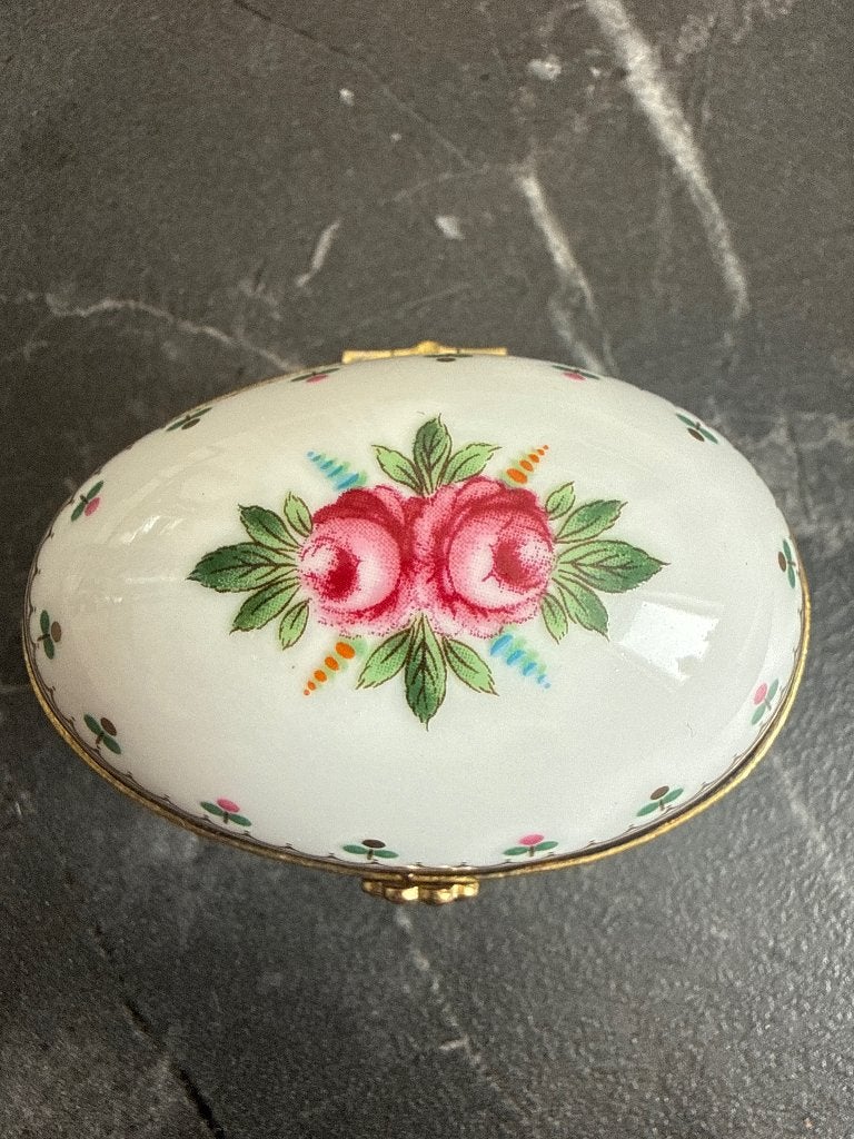 Antiek Limoges porseleinen doosje – handbeschilderd, Ophalen of Verzenden
