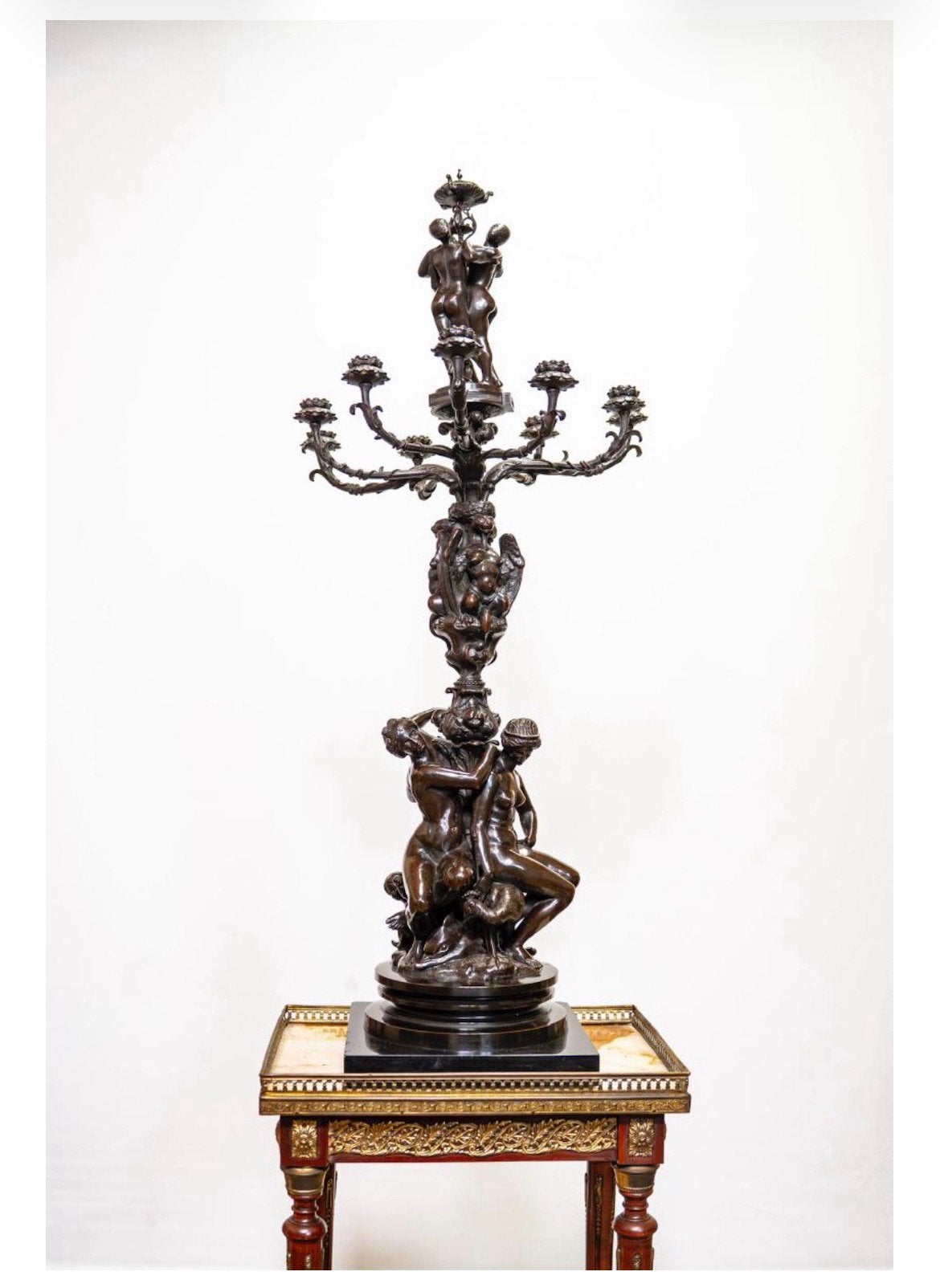 Museale, bronzen Kandelaar, Antoine Louise Barye (1895-1875), Ophalen of Verzenden, Koper of Brons