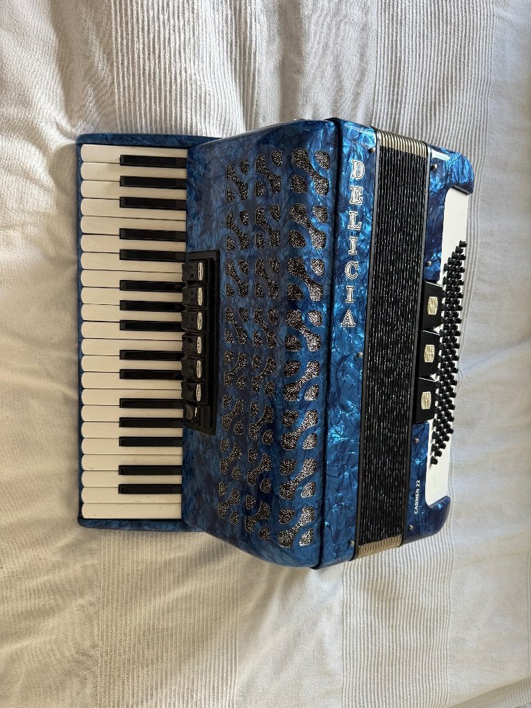 Delicia Carmen 22 Accordeon – NIEUW & NOOIT BESPEELD, Muziek en Instrumenten, 80-bas, Delicia, Met koffer, Nieuw