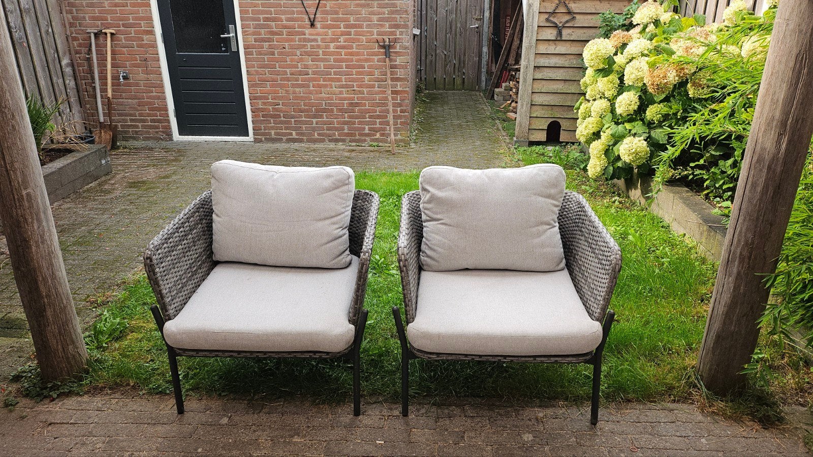 Comfortabele lounge stoelen voor buiten, Ophalen of Verzenden, Gebruikt, Wicker