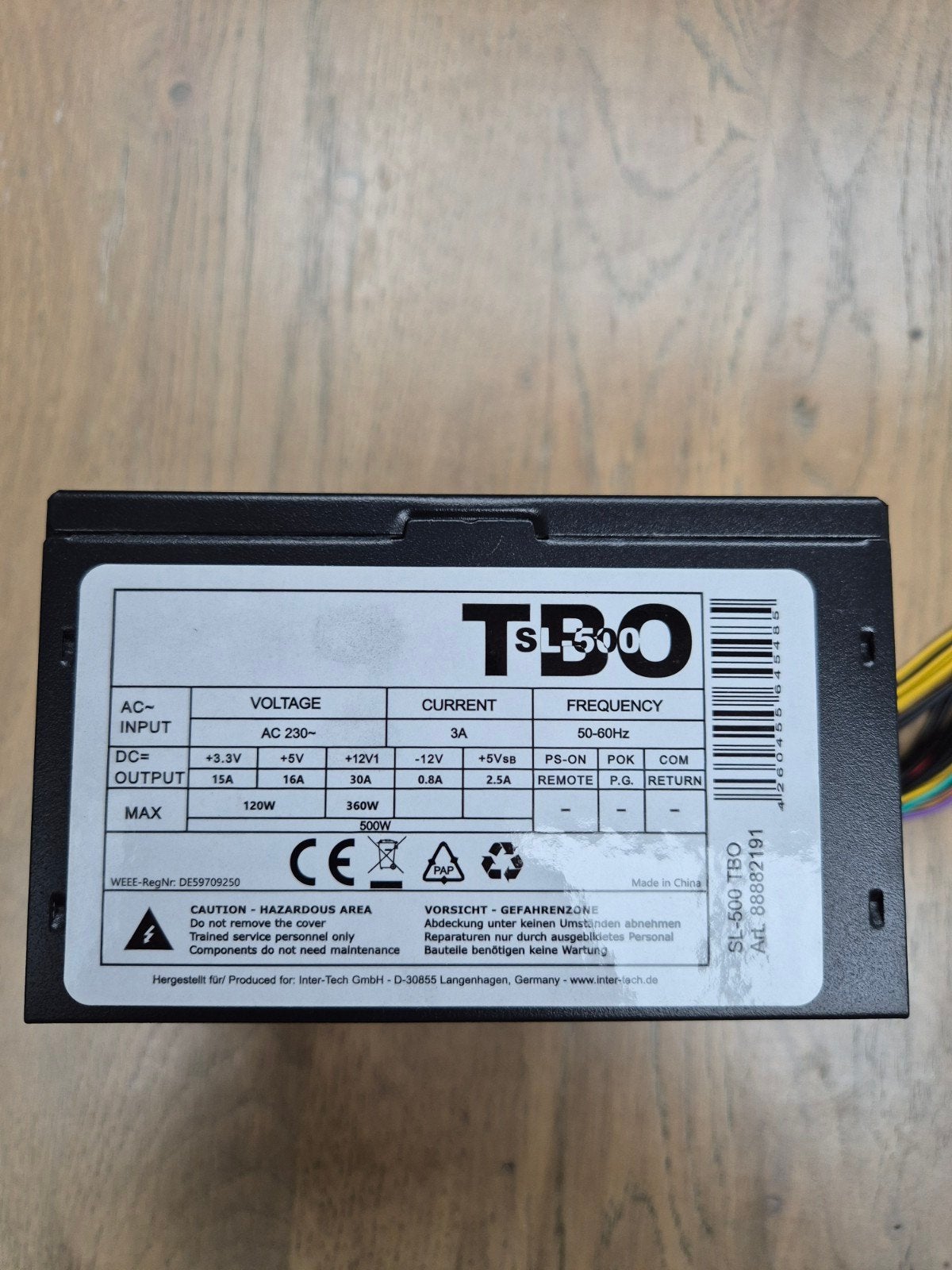 TSL-500 TBO Voeding 500W PC Voeding, Computers en Software, Interne voedingen, Ophalen of Verzenden, Gebruikt