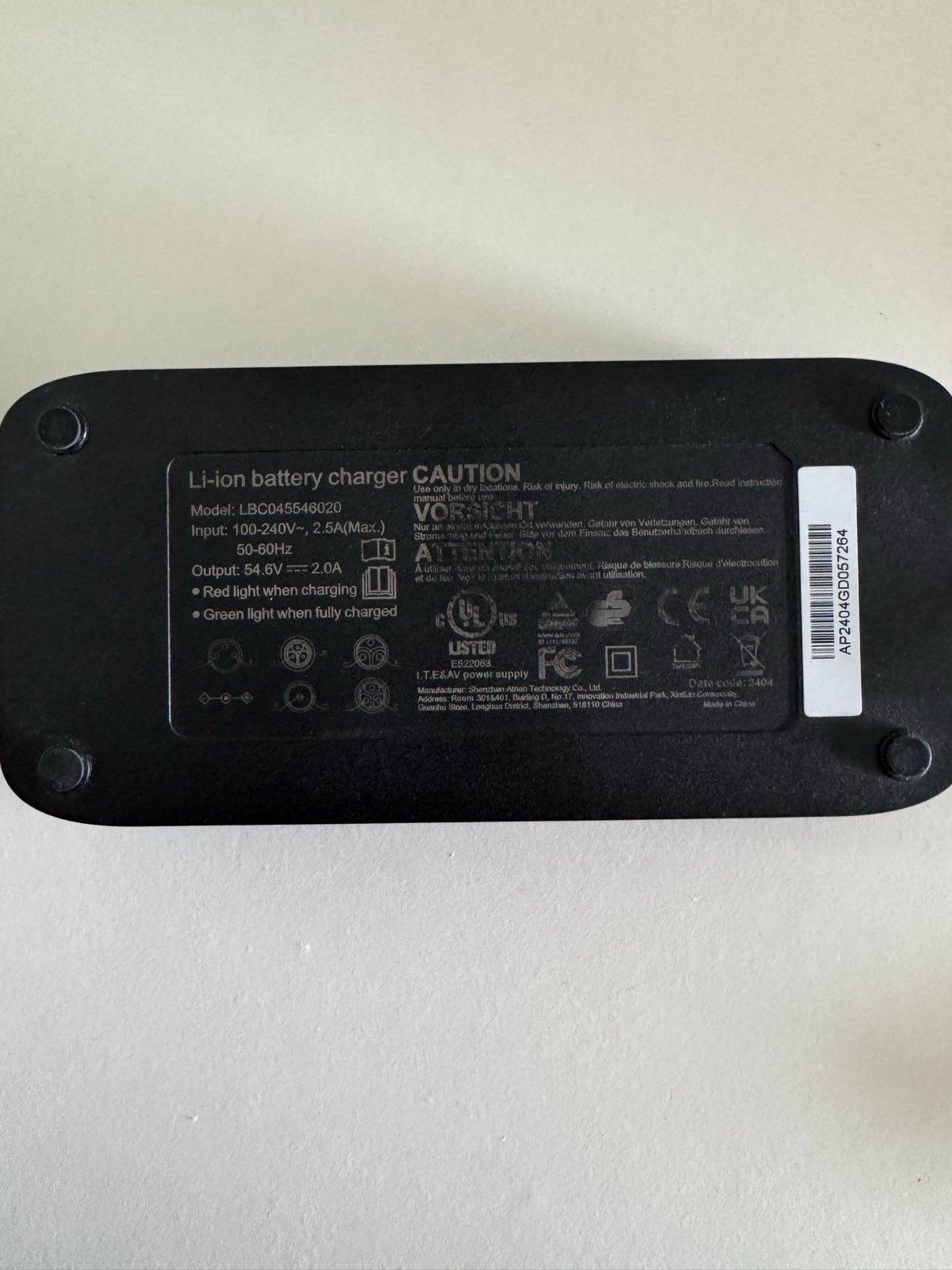 Li-ion acculader 54.6V 2.0A (Max 2.5A) - Model: LJC004646020, Ophalen of Verzenden, Gebruikt