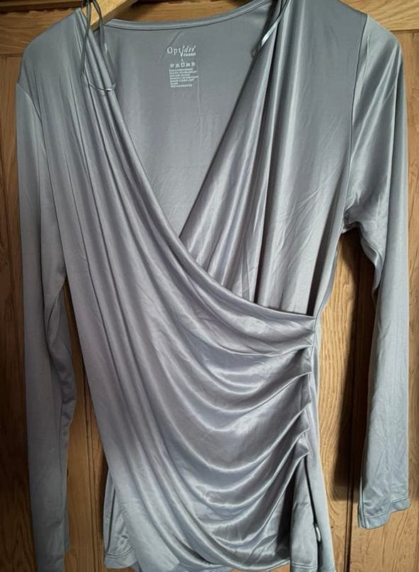 Grijze Optidee overslagshirt L nieuw, Ophalen, Maat 42/44 (L), Nieuw, Lange mouw