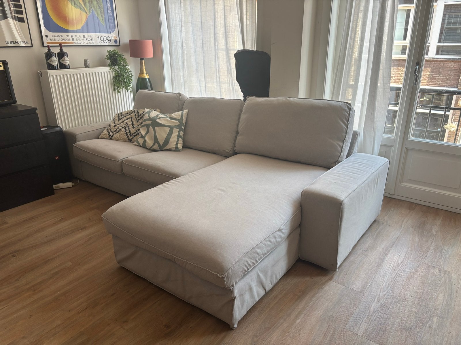 IKEA Kivik 3-zits bank, lichtgrijs, Huis en Inrichting, Banken | Bankstellen, Ophalen, Gebruikt, Hoekbank, Driepersoons