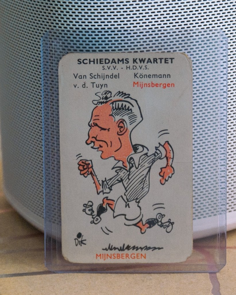 Mijnsbergen, Schiedams Kwartet - DB 1e Divisie kwartet 1958, Ophalen of Verzenden, Gebruikt, Overige binnenlandse clubs, Poster, Plaatje of Sticker
