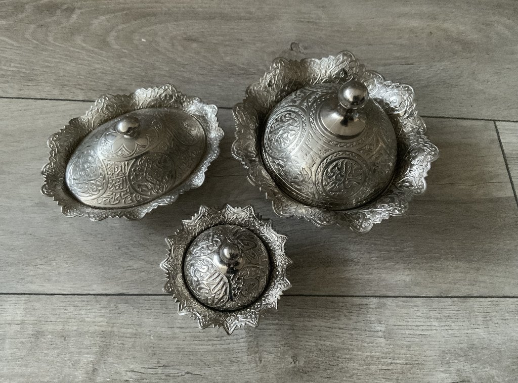 Islamitische Soysal Silverplated Suiker Snoep schaaltjes, Antiek en Kunst, Ophalen of Verzenden