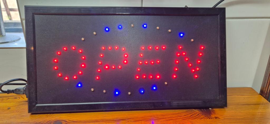 LED Lichtreclame 'OPEN' en 'Cafe' - 2 borden, Verzamelen, Ophalen of Verzenden