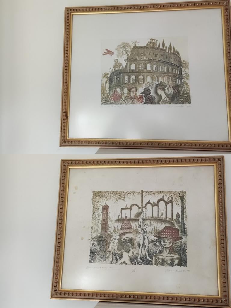 Twee ingelijste werken van Valentin Kovatchev, Antiek en Kunst, Kunst | Tekeningen en Foto's, Ophalen of Verzenden